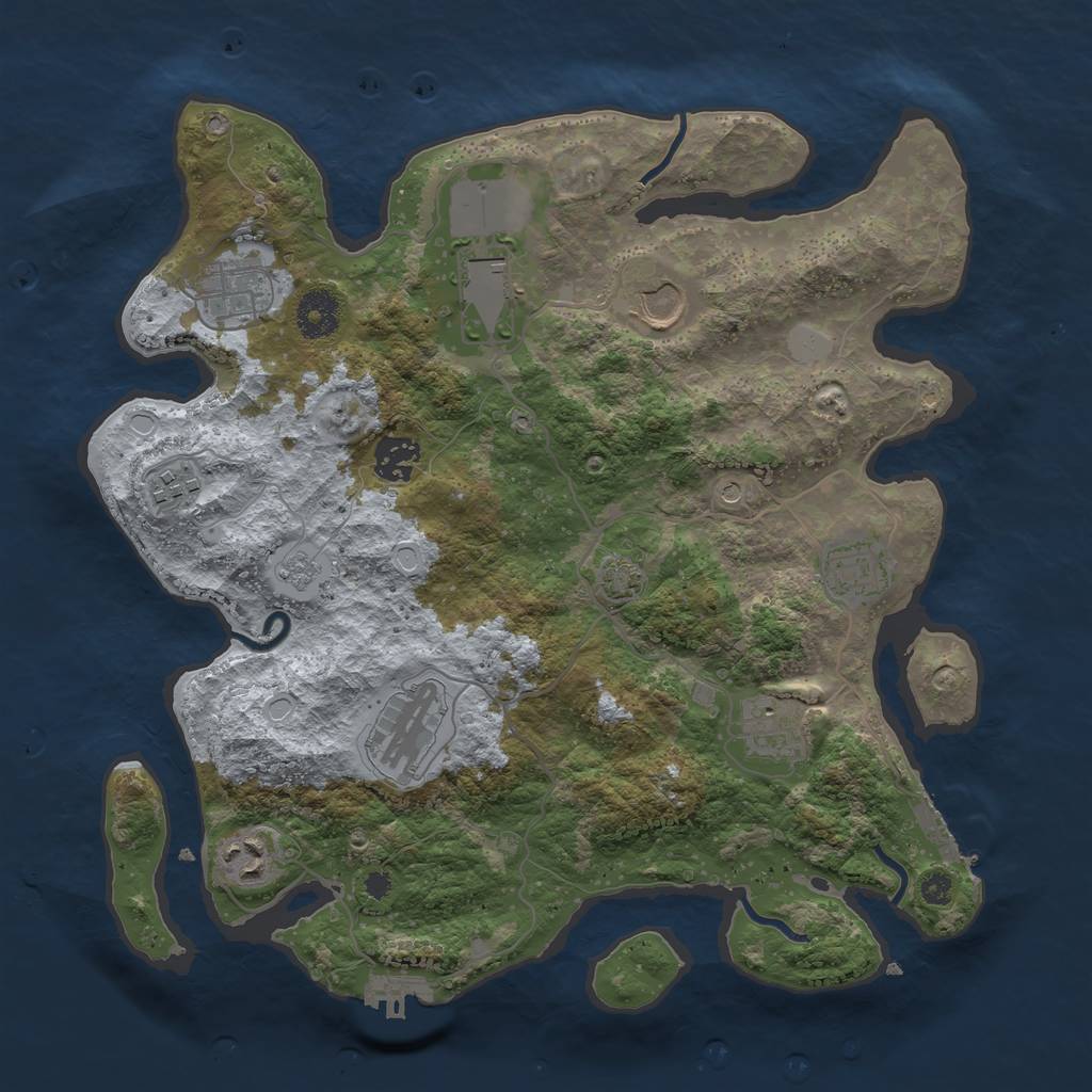 Rust Map: Procedural Map, Size: 3500, Seed: 869043995, 16 Monuments