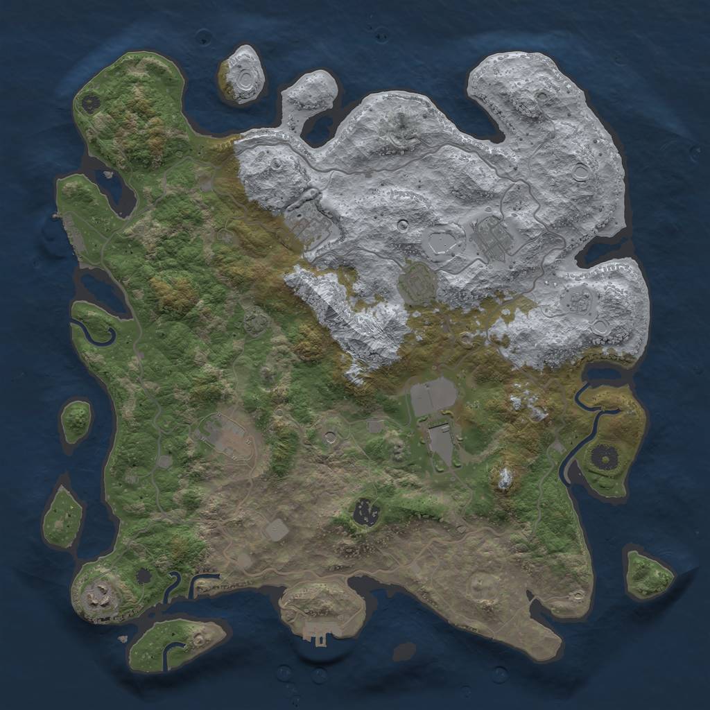 Rust Map: Procedural Map, Size: 4000, Seed: 1226622219, 14 Monuments
