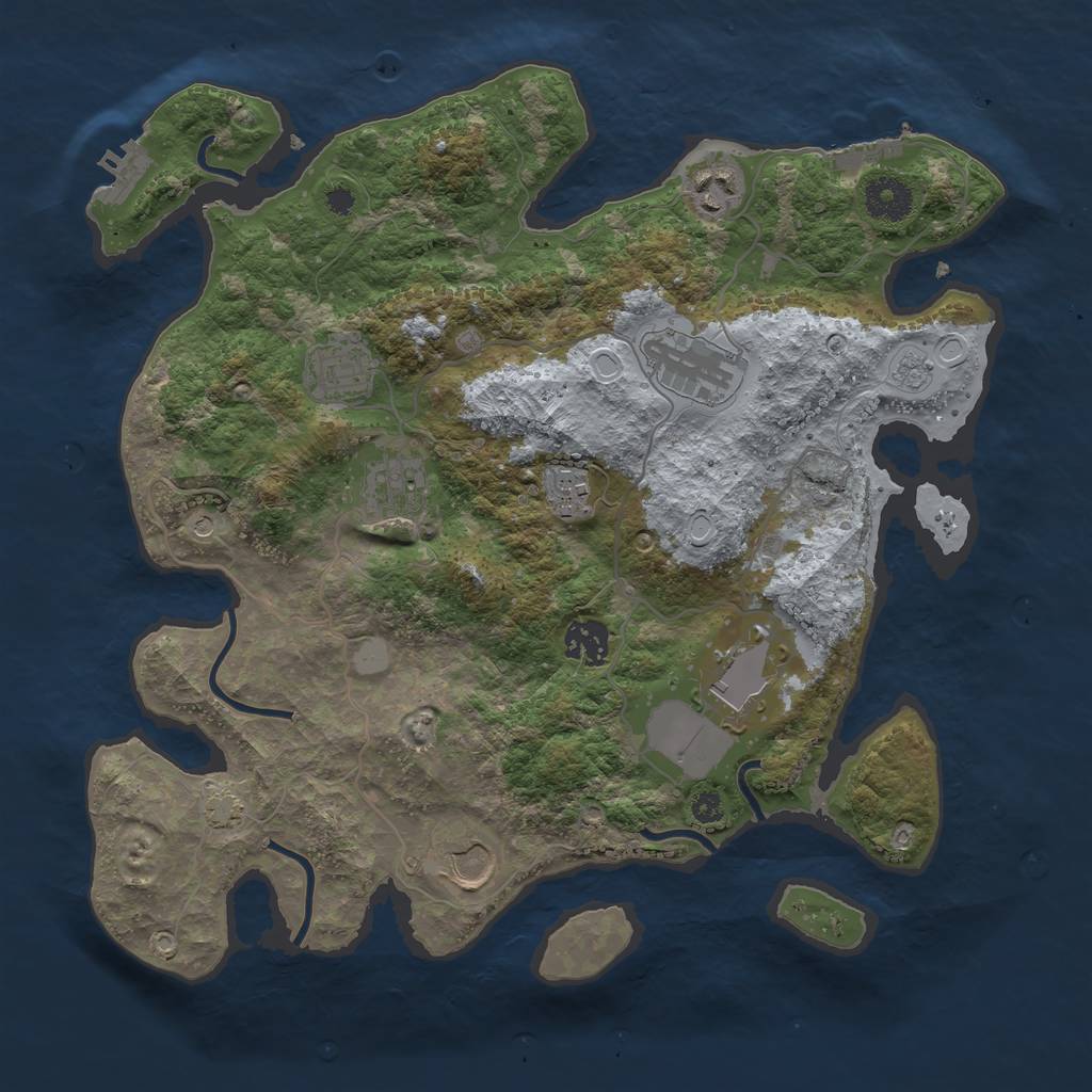 Rust Map: Procedural Map, Size: 3500, Seed: 6688, 15 Monuments