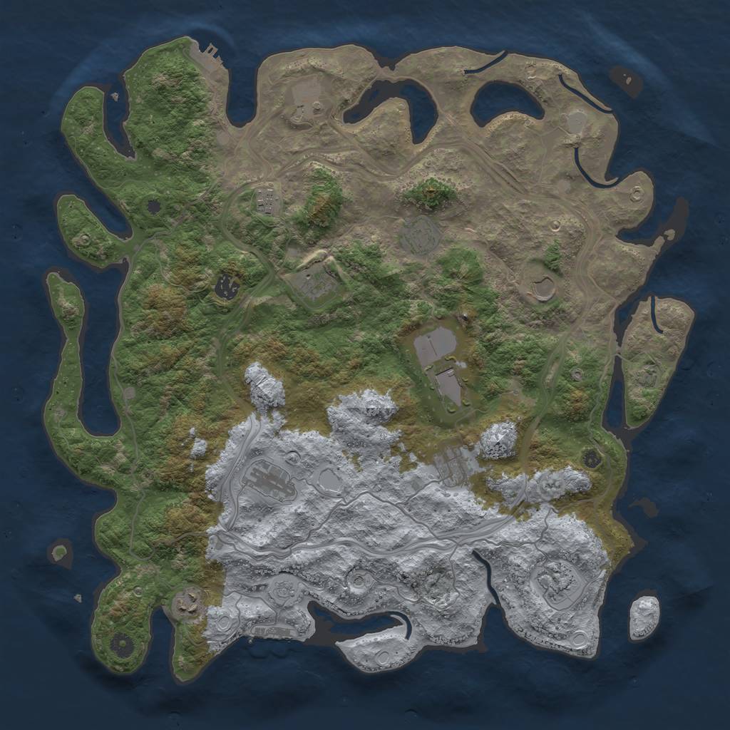 Rust Map: Procedural Map, Size: 4500, Seed: 648947266, 18 Monuments