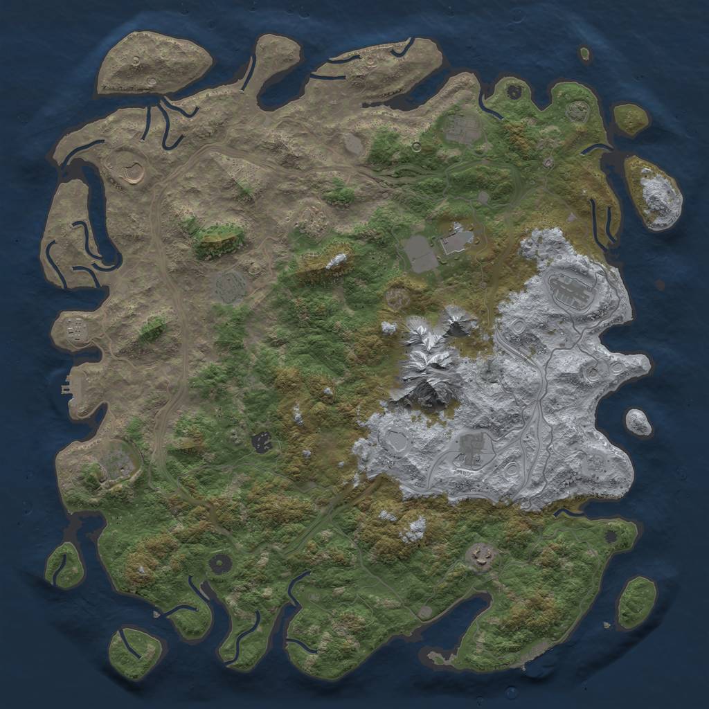 Rust Map: Procedural Map, Size: 5000, Seed: 443456463, 18 Monuments