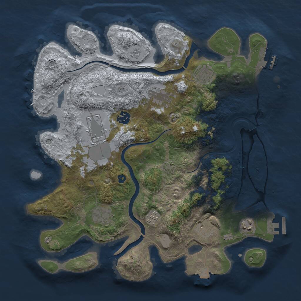 Rust Map: Procedural Map, Size: 3500, Seed: 370340836, 14 Monuments