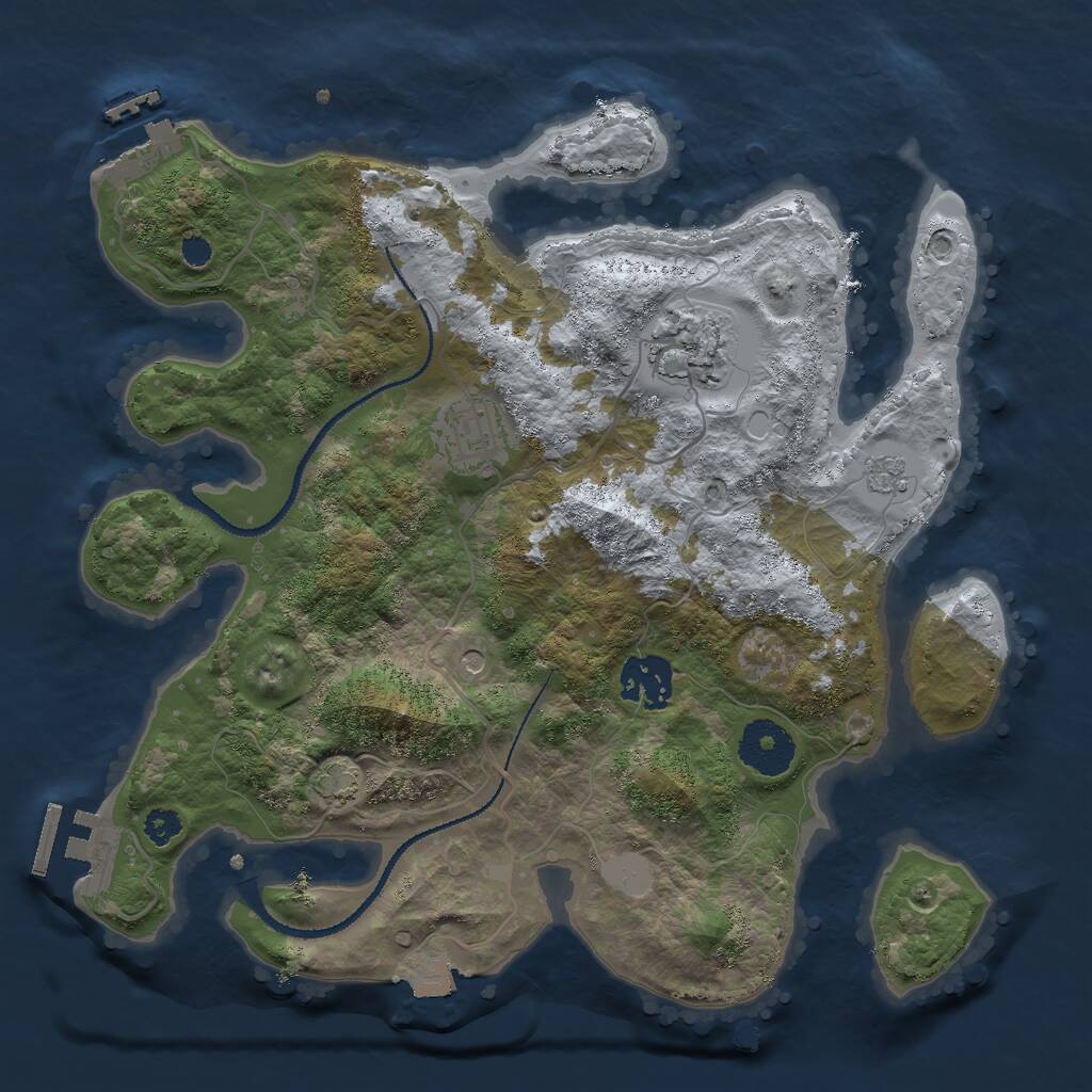Rust Map: Procedural Map, Size: 3000, Seed: 177054298, 9 Monuments