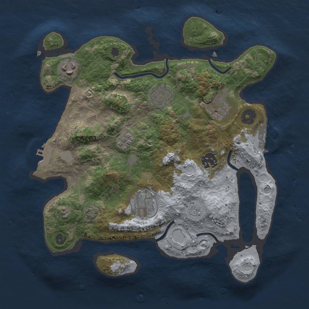 Rust Map: Procedural Map, Size: 3000, Seed: 16206, 12 Monuments