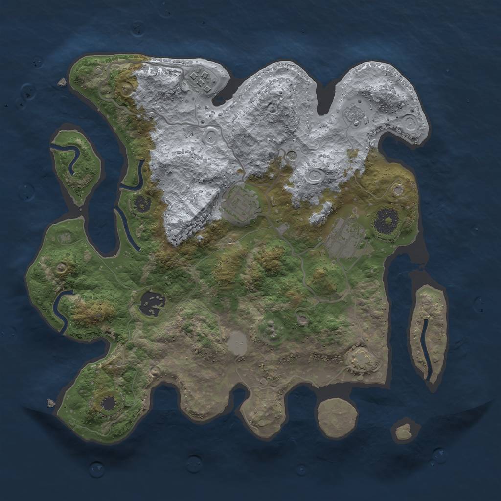 Rust Map: Procedural Map, Size: 3000, Seed: 24028, 9 Monuments