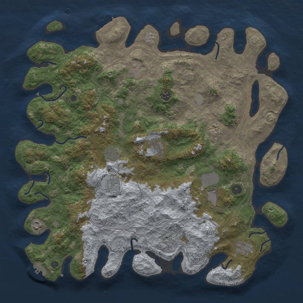 Rust Map: Procedural Map, Size: 4500, Seed: 2536987, 17 Monuments