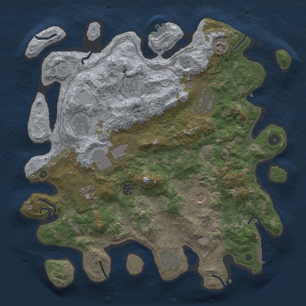 Rust Map: Procedural Map, Size: 4000, Seed: 3949, 17 Monuments