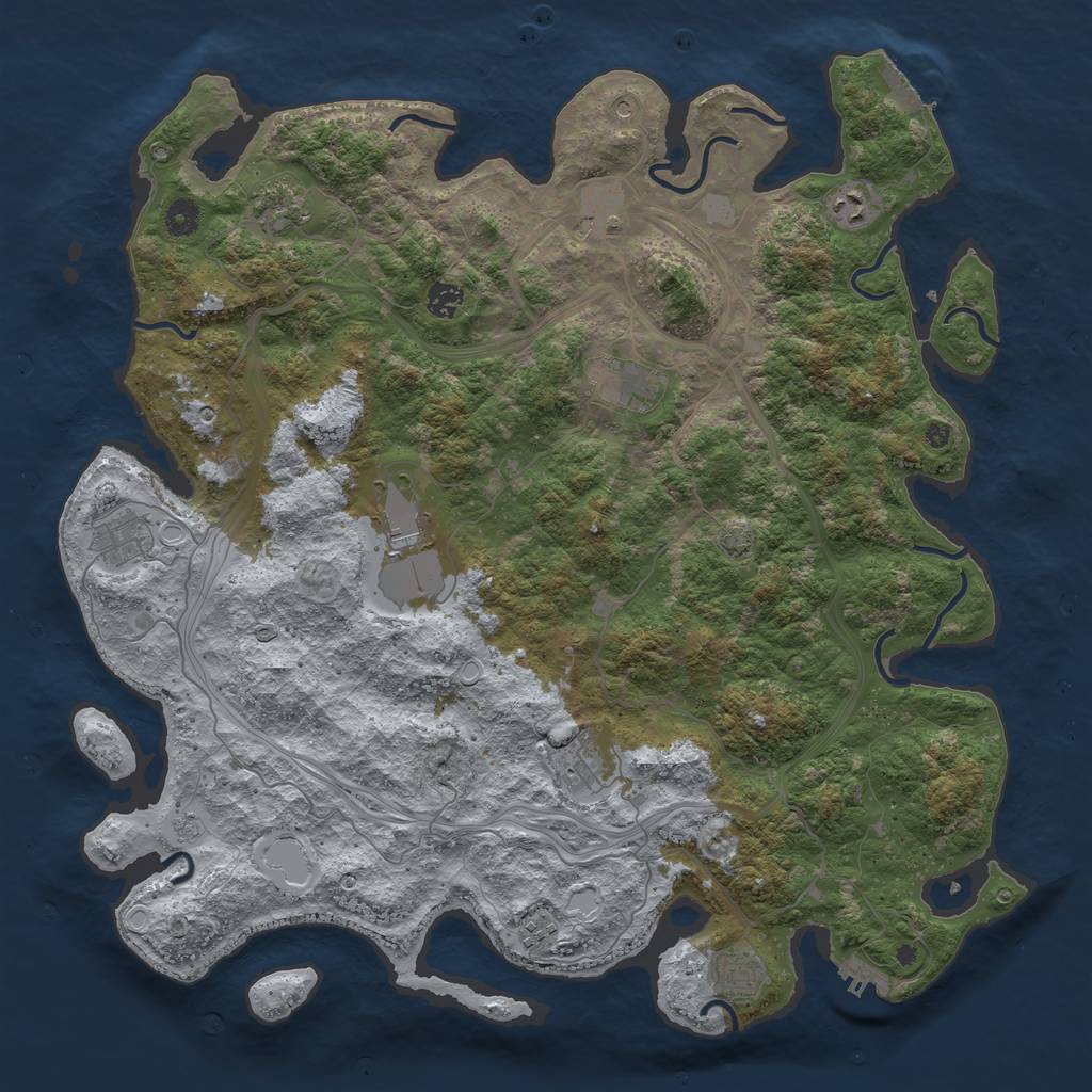 Rust Map: Procedural Map, Size: 4500, Seed: 1251809575, 17 Monuments