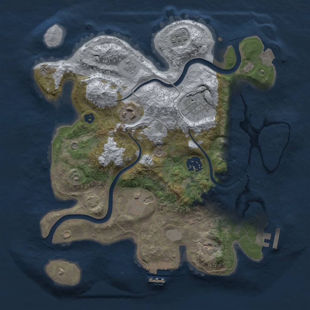 Rust Map: Procedural Map, Size: 3000, Seed: 1932152479, 11 Monuments