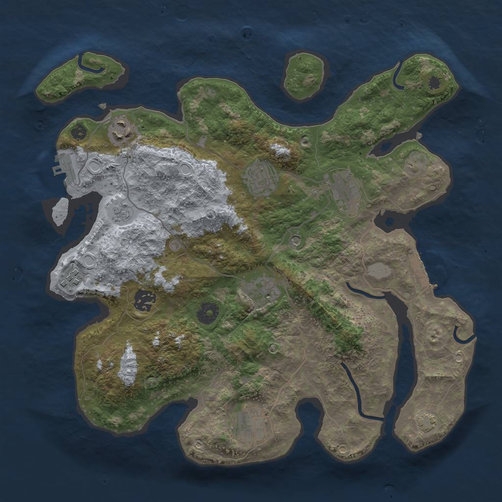 Rust Map: Procedural Map, Size: 3400, Seed: 1290537915, 14 Monuments