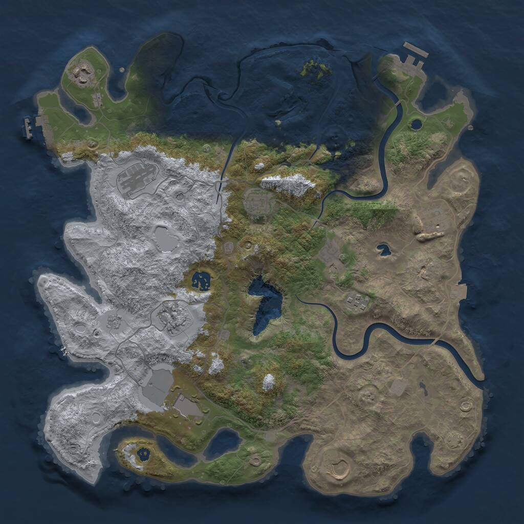 Rust Map: Procedural Map, Size: 4000, Seed: 50523, 16 Monuments
