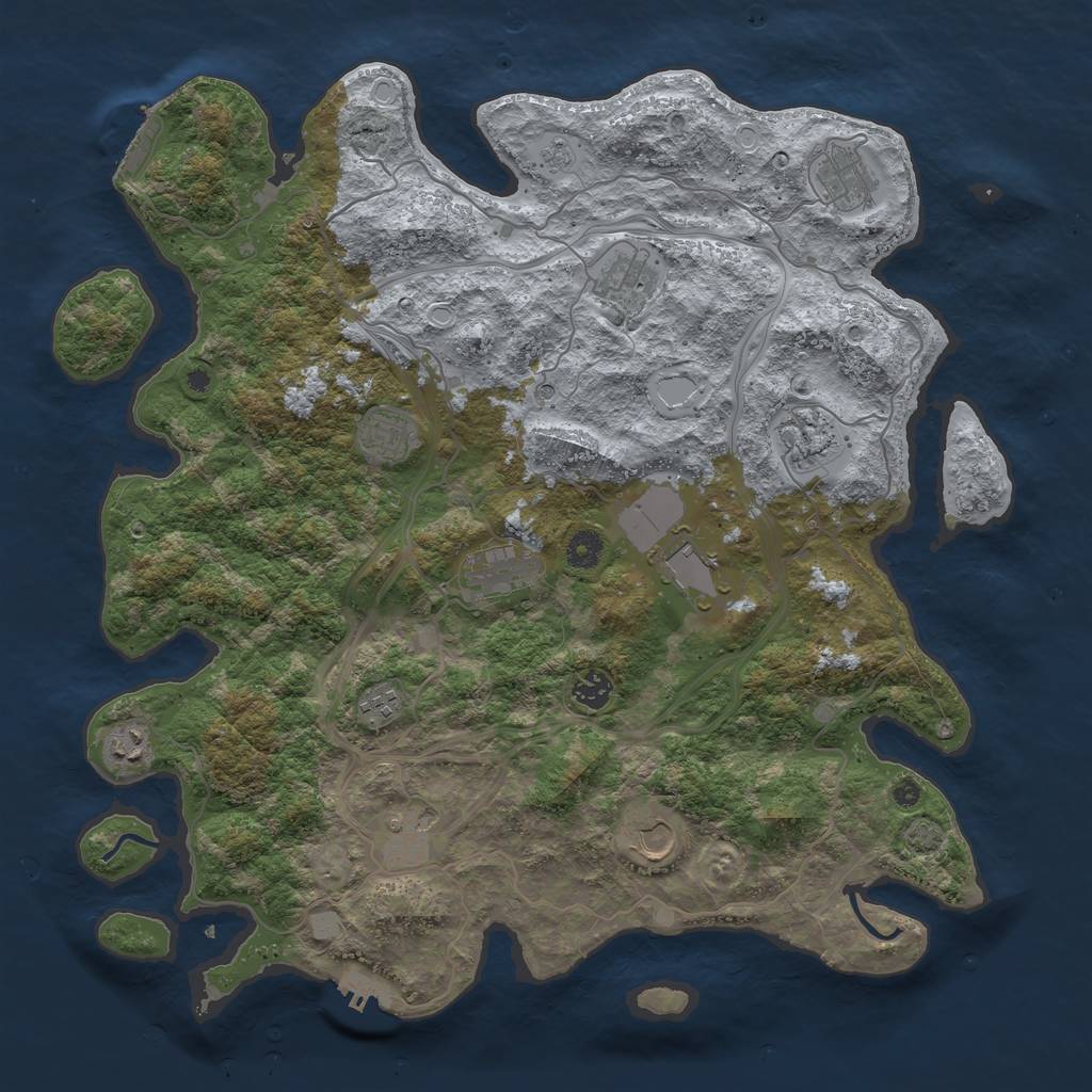 Rust Map: Procedural Map, Size: 4300, Seed: 1693936825, 18 Monuments
