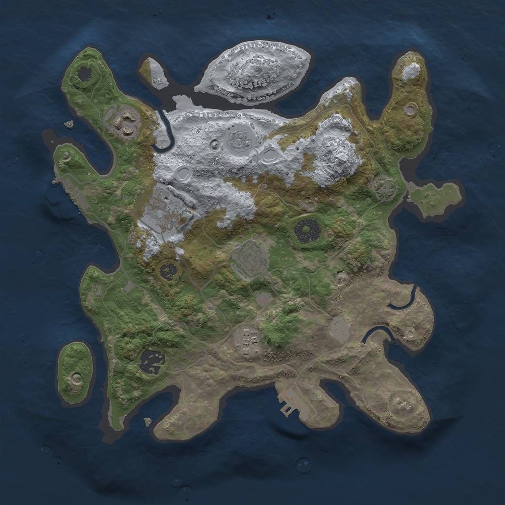 Rust Map: Procedural Map, Size: 3000, Seed: 8717413, 11 Monuments