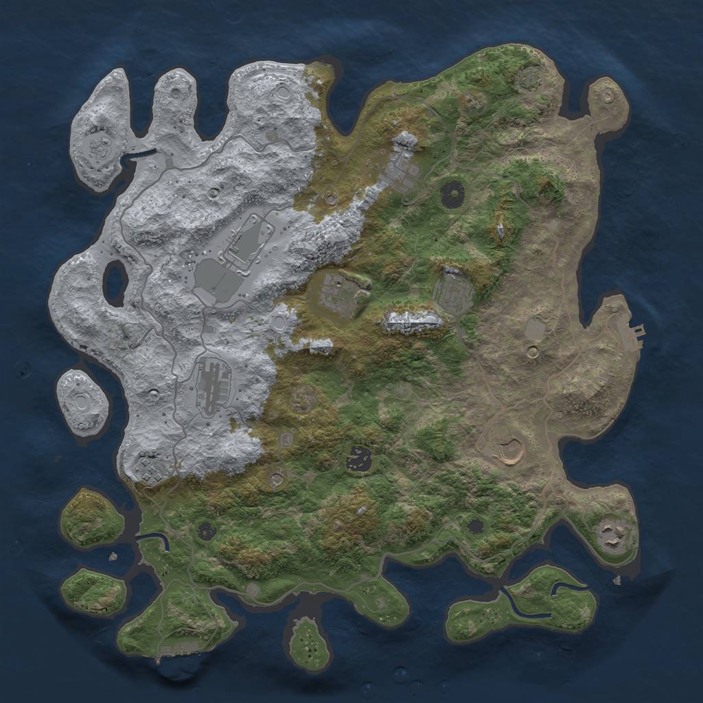 Rust Map: Procedural Map, Size: 4000, Seed: 1754455440, 16 Monuments