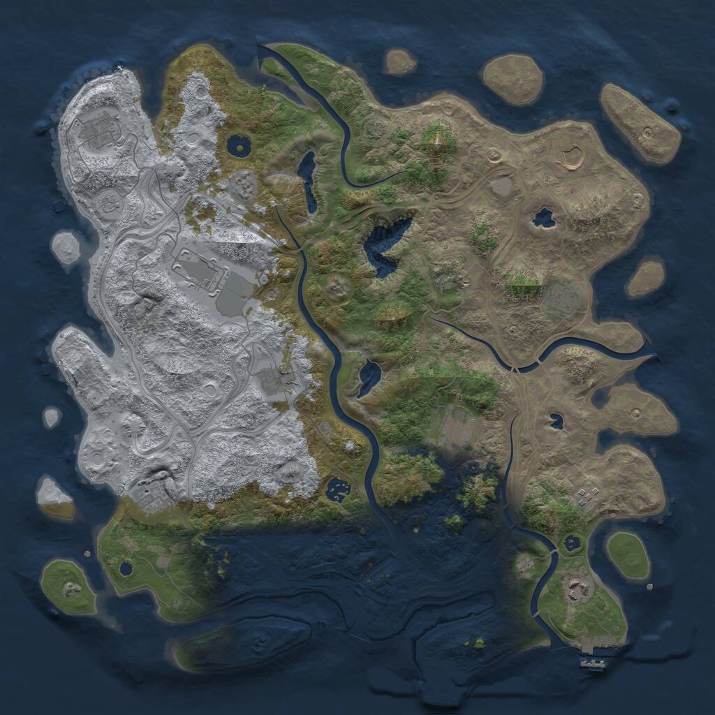 Rust Map: Procedural Map, Size: 4500, Seed: 68121, 17 Monuments