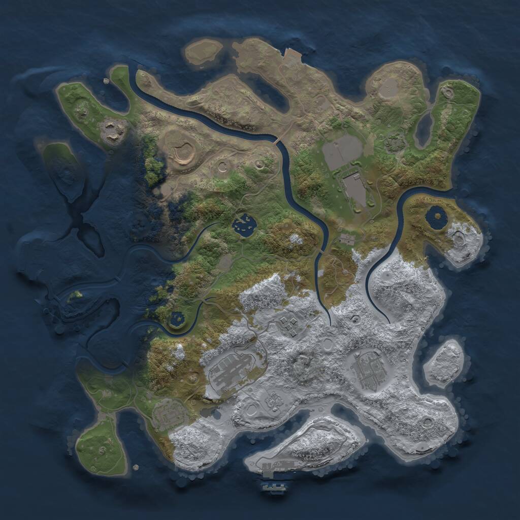 Rust Map: Procedural Map, Size: 3500, Seed: 676185159, 14 Monuments