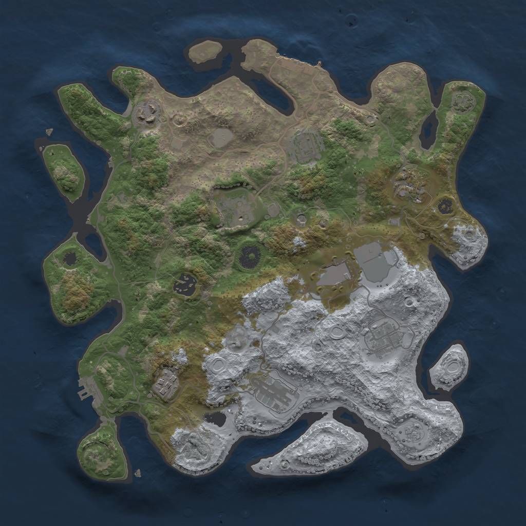 Rust Map: Procedural Map, Size: 3500, Seed: 676185159, 16 Monuments