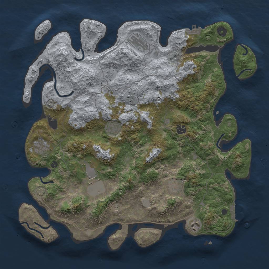 Rust Map: Procedural Map, Size: 4000, Seed: 34678381, 15 Monuments