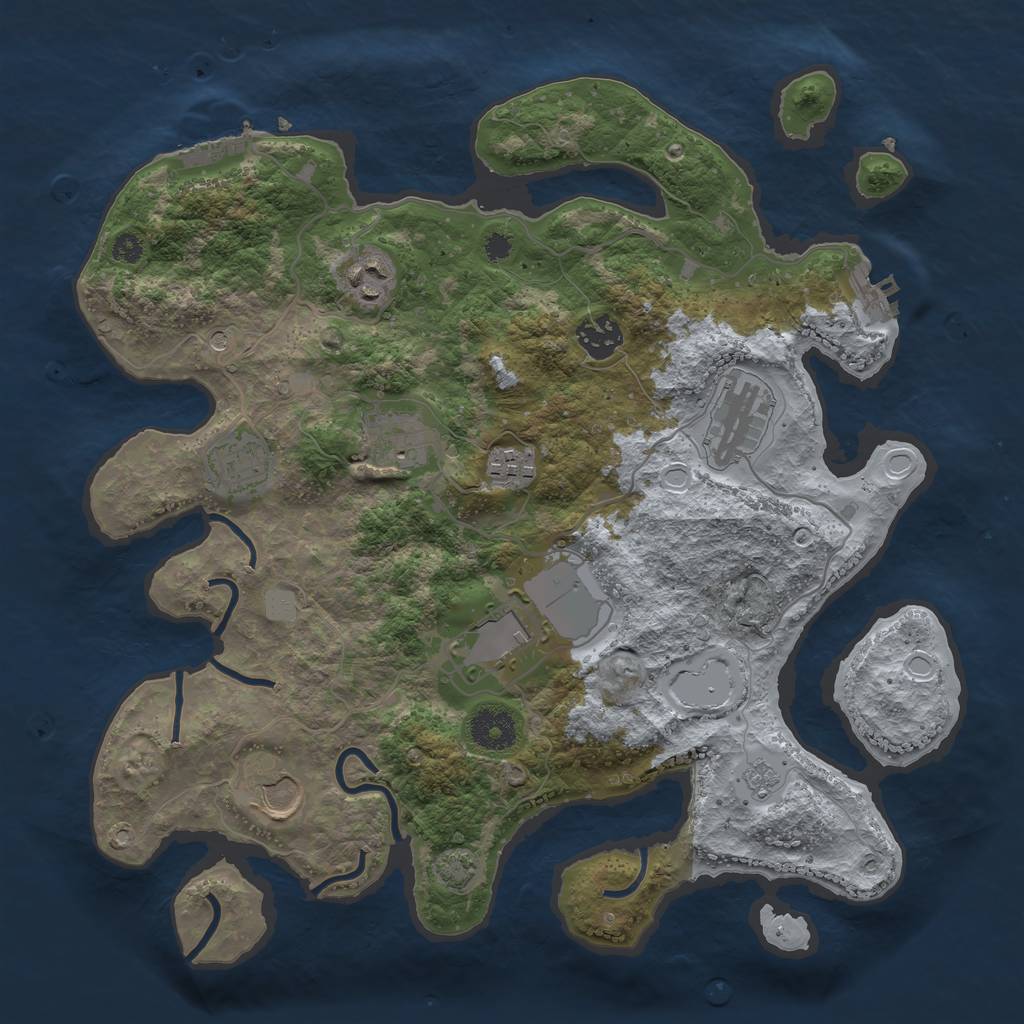 Rust Map: Procedural Map, Size: 3500, Seed: 887097828, 15 Monuments