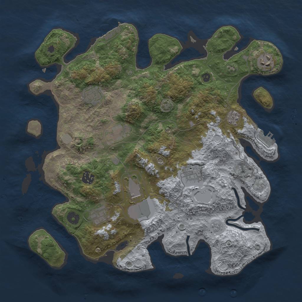 Rust Map: Procedural Map, Size: 3600, Seed: 20405, 15 Monuments