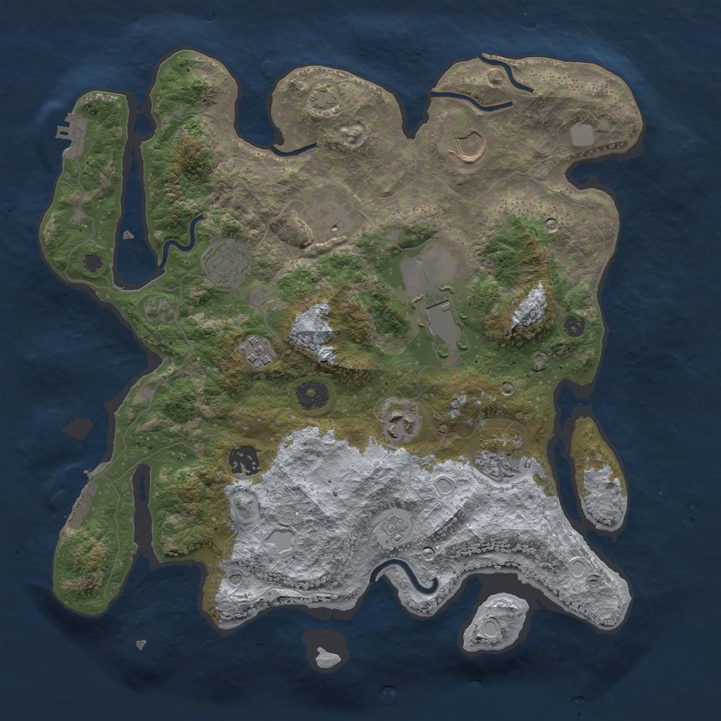 Rust Map: Procedural Map, Size: 3500, Seed: 61928152, 16 Monuments