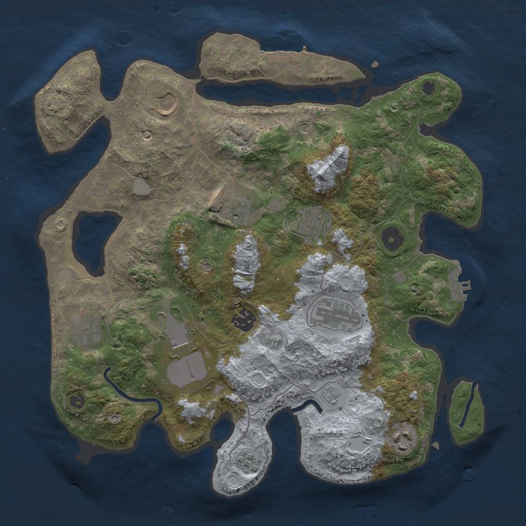 Rust Map: Procedural Map, Size: 3500, Seed: 203333900, 17 Monuments