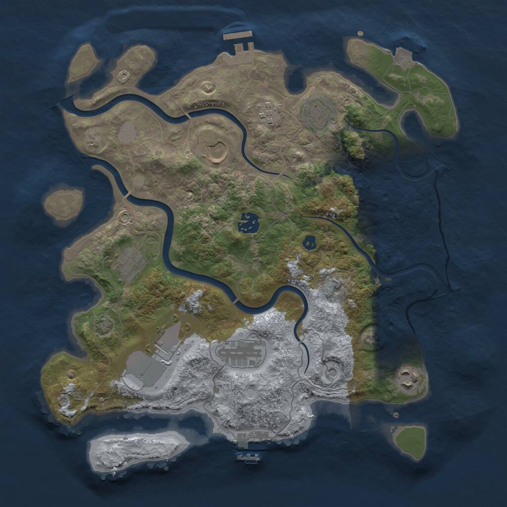 Rust Map: Procedural Map, Size: 3500, Seed: 75976162, 13 Monuments