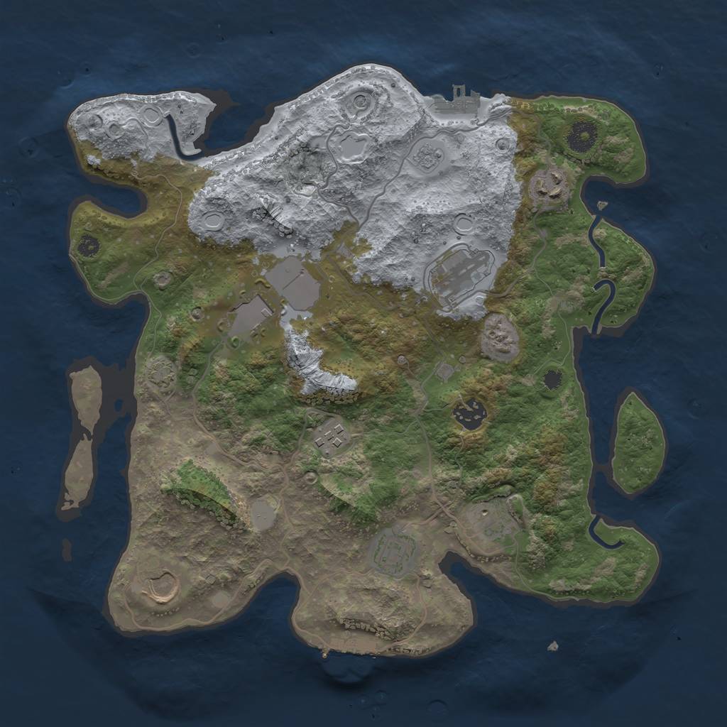 Rust Map: Procedural Map, Size: 3500, Seed: 1141672958, 15 Monuments