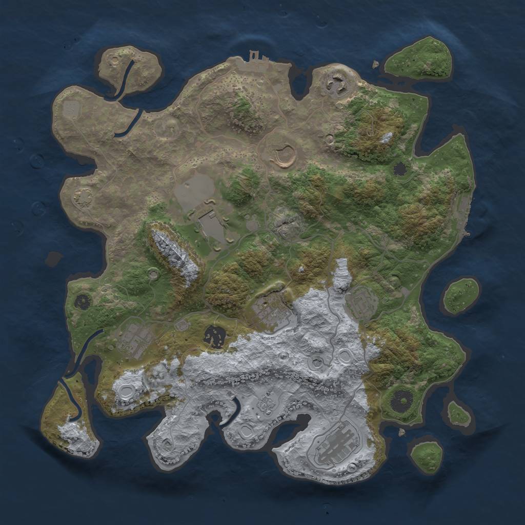 Rust Map: Procedural Map, Size: 3500, Seed: 93473947, 15 Monuments