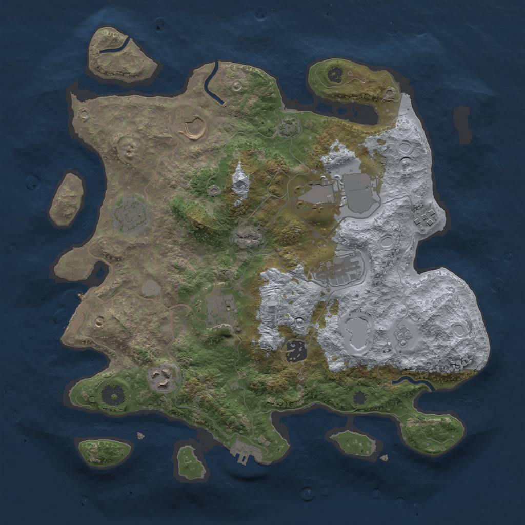 Rust Map: Procedural Map, Size: 3500, Seed: 2349596, 14 Monuments