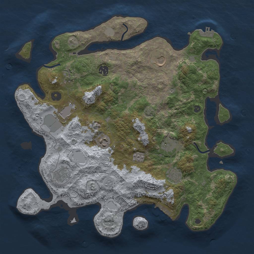 Rust Map: Procedural Map, Size: 3750, Seed: 13371337, 16 Monuments
