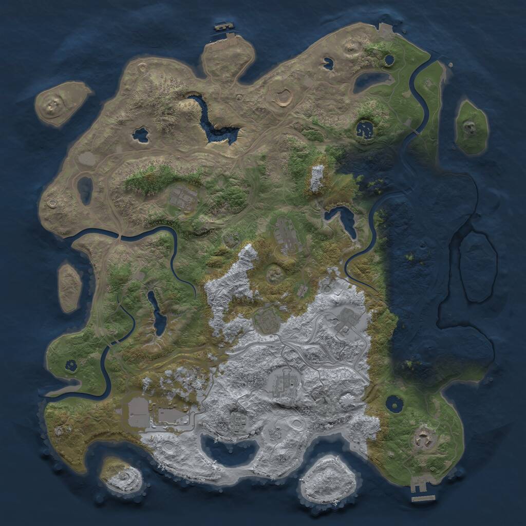Rust Map: Procedural Map, Size: 4500, Seed: 267780096, 17 Monuments