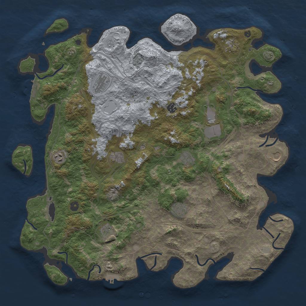 Rust Map: Procedural Map, Size: 4800, Seed: 77314973, 19 Monuments