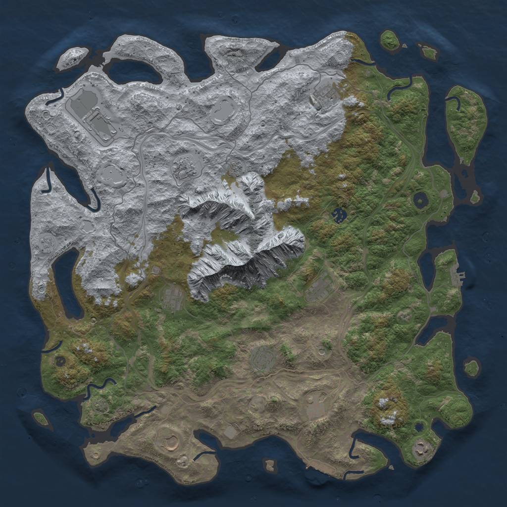 Rust Map: Procedural Map, Size: 5000, Seed: 991240, 19 Monuments