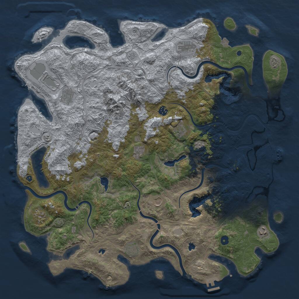 Rust Map: Procedural Map, Size: 5000, Seed: 991240, 17 Monuments