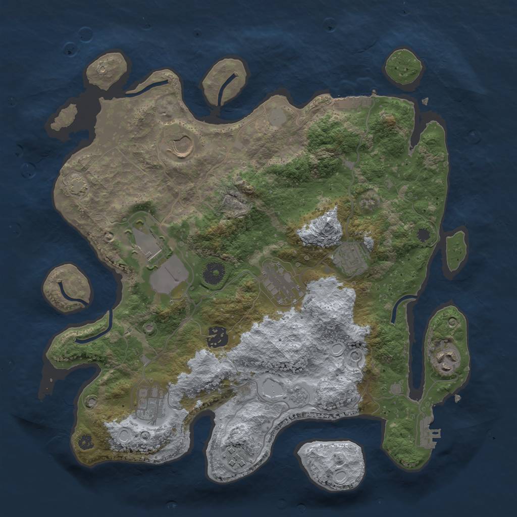 Rust Map: Procedural Map, Size: 3500, Seed: 497685548, 15 Monuments