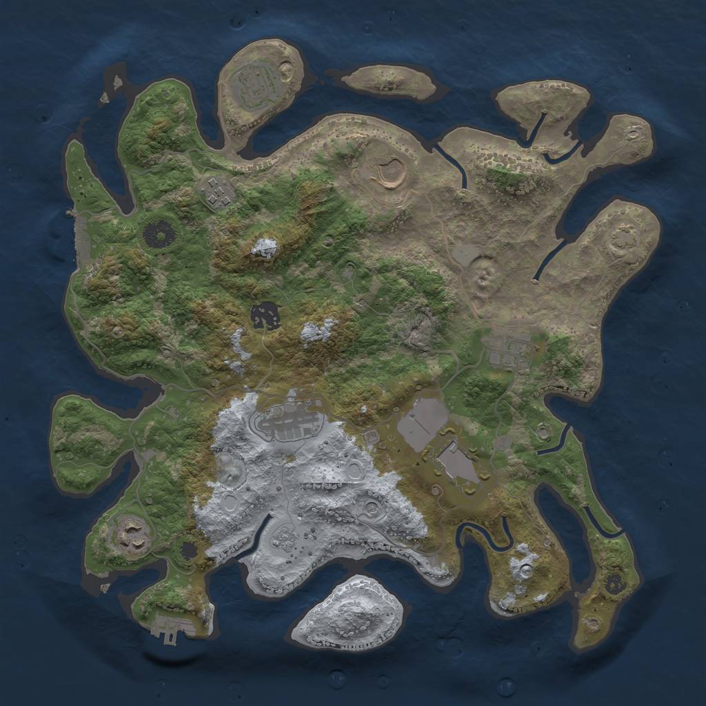 Rust Map: Procedural Map, Size: 3500, Seed: 1096326096, 15 Monuments