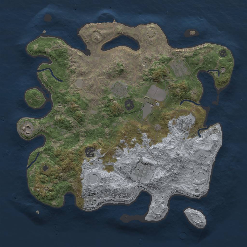 Rust Map: Procedural Map, Size: 3500, Seed: 1830099911, 14 Monuments