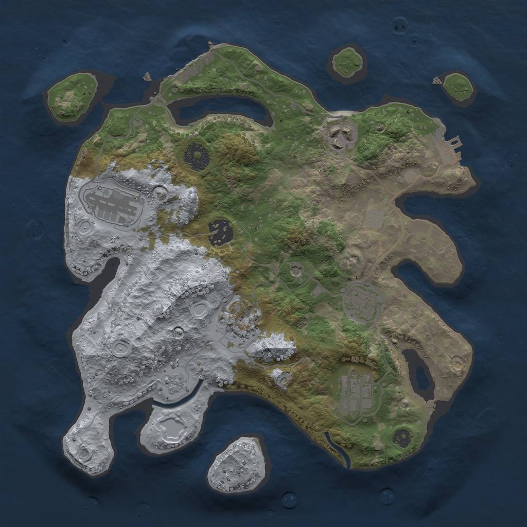 Rust Map: Procedural Map, Size: 3000, Seed: 57397, 13 Monuments