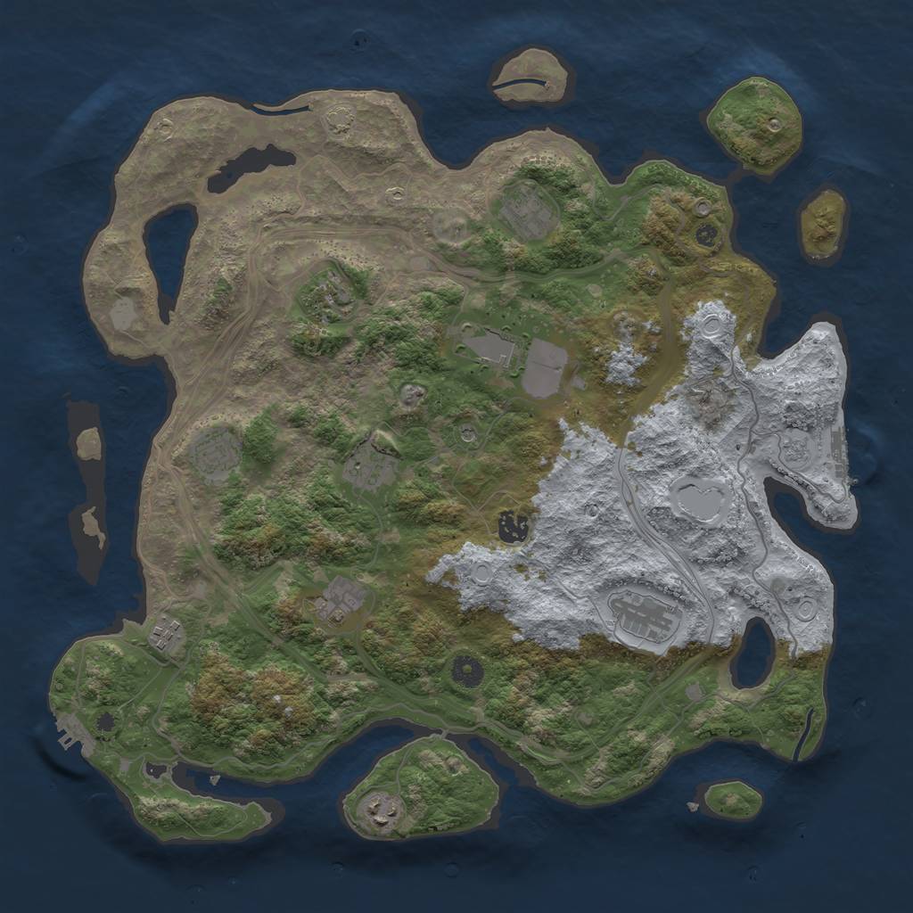 Rust Map: Procedural Map, Size: 4250, Seed: 871550541, 17 Monuments