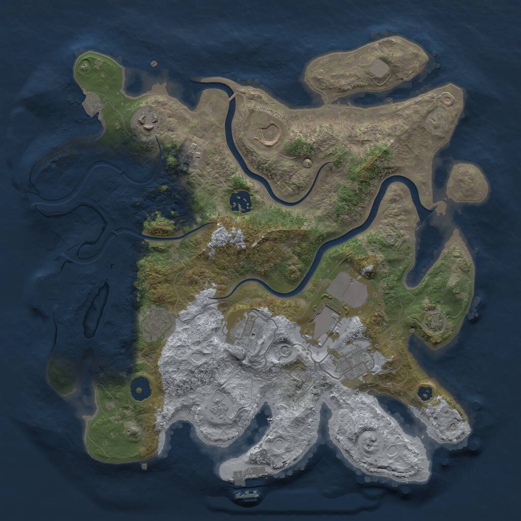 Rust Map: Procedural Map, Size: 3500, Seed: 25368, 14 Monuments