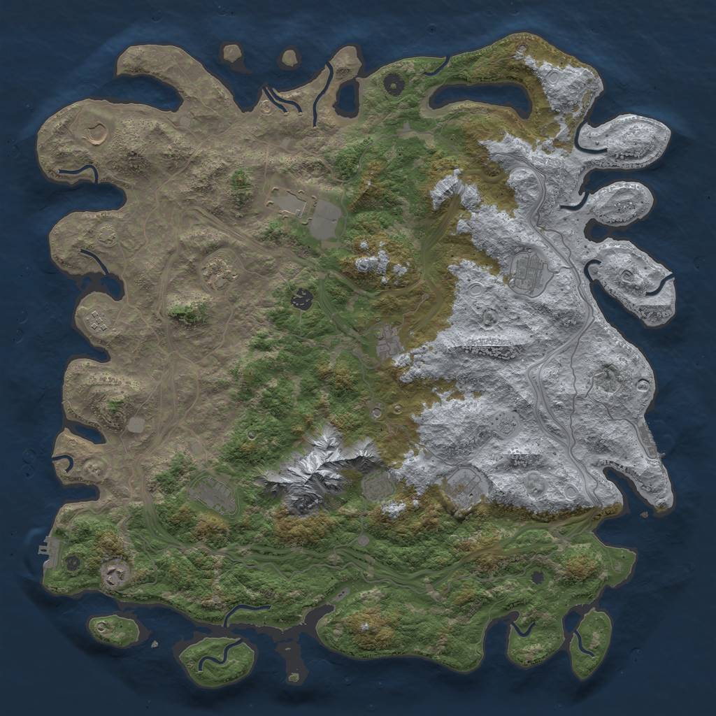 Rust Map: Procedural Map, Size: 5000, Seed: 30638, 18 Monuments