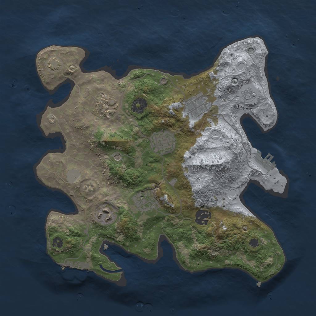 Rust Map: Procedural Map, Size: 3000, Seed: 736814864, 13 Monuments