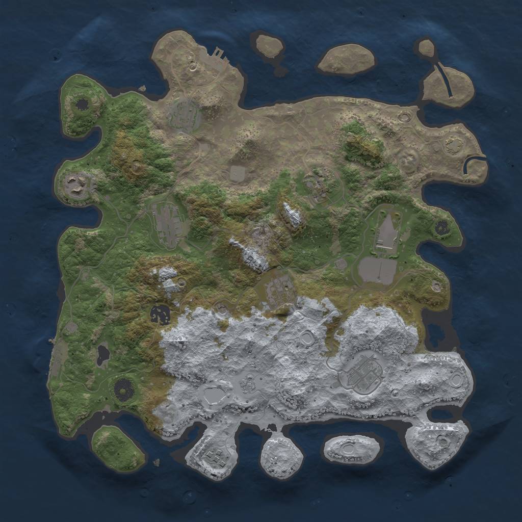 Rust Map: Procedural Map, Size: 3700, Seed: 54326546, 16 Monuments