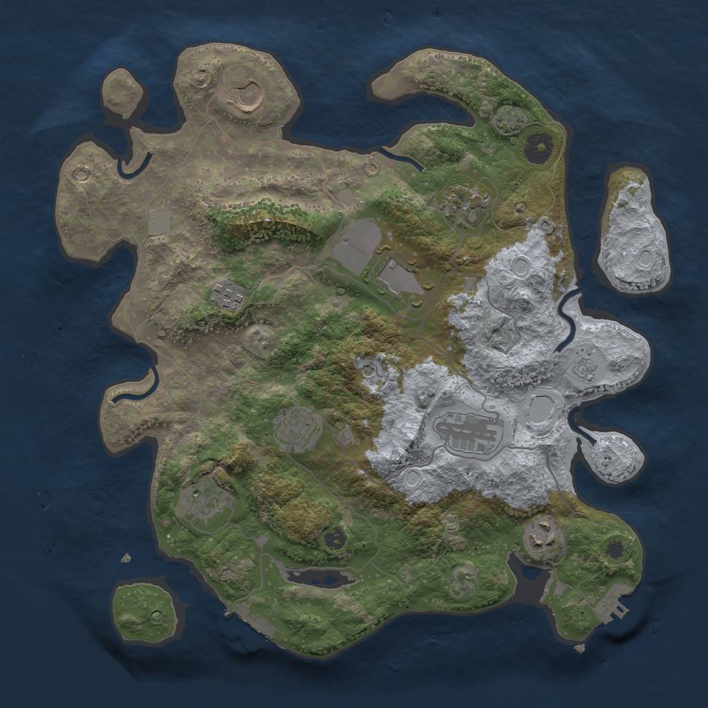 Rust Map: Procedural Map, Size: 3500, Seed: 1361834896, 15 Monuments