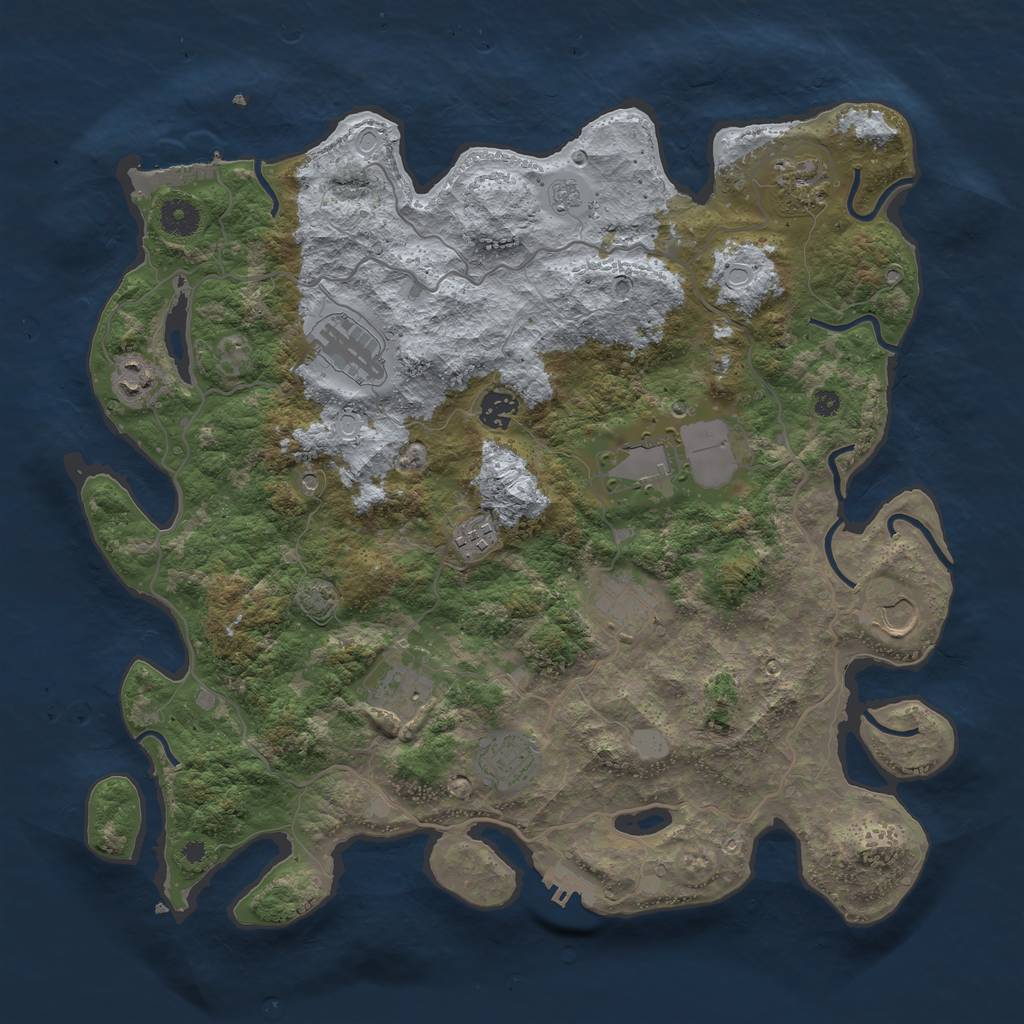 Rust Map: Procedural Map, Size: 4000, Seed: 8717413, 18 Monuments