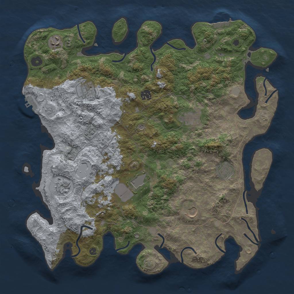 Rust Map: Procedural Map, Size: 4100, Seed: 54842018, 17 Monuments
