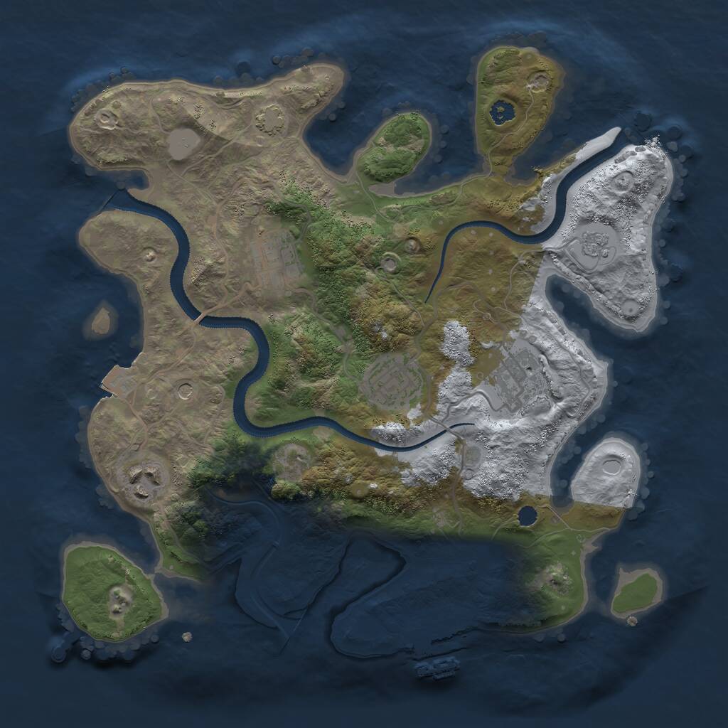 Rust Map: Procedural Map, Size: 3000, Seed: 4160, 9 Monuments