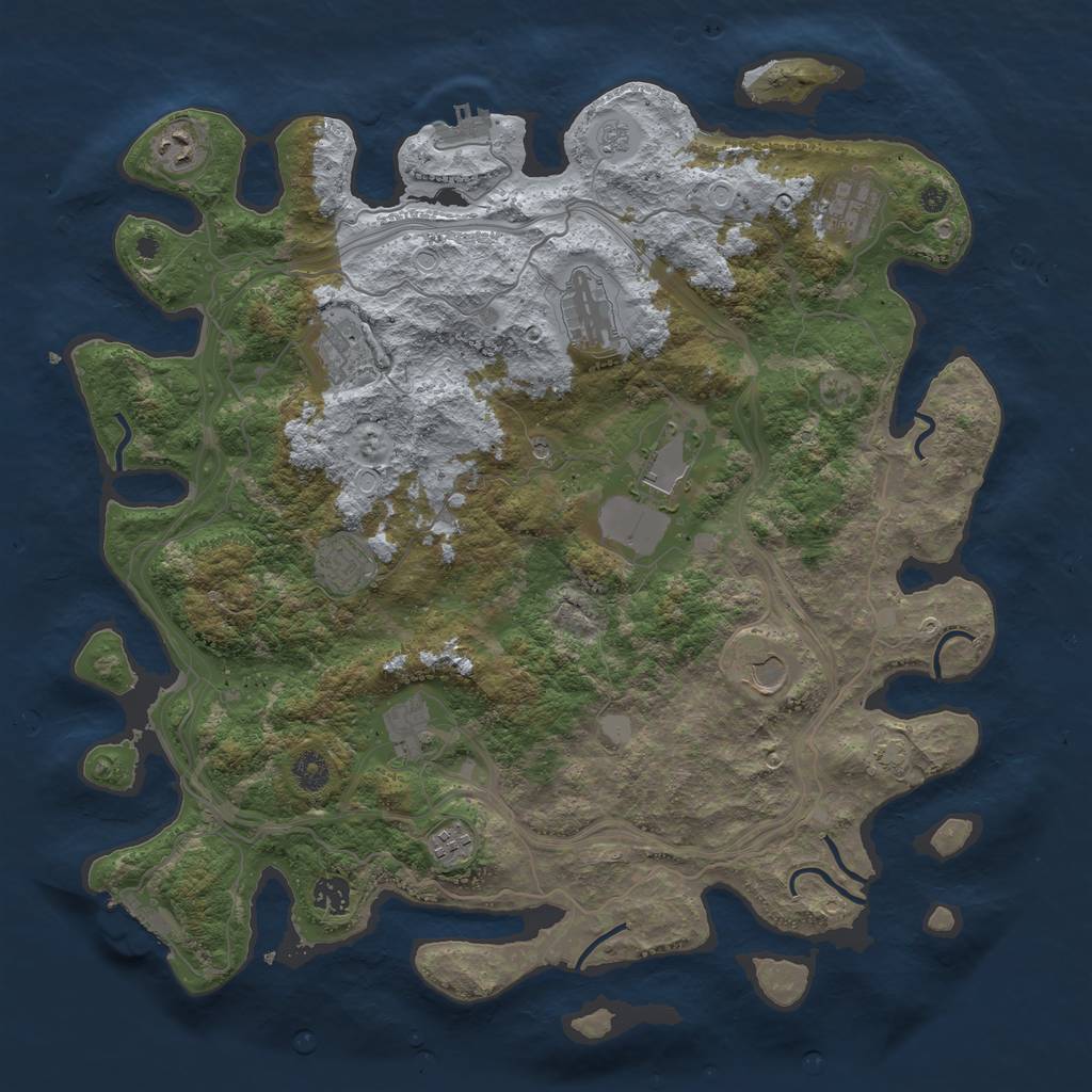 Rust Map: Procedural Map, Size: 4250, Seed: 623795556, 17 Monuments