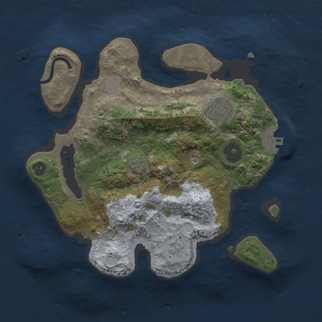 Rust Map: Procedural Map, Size: 2500, Seed: 1277034264, 7 Monuments